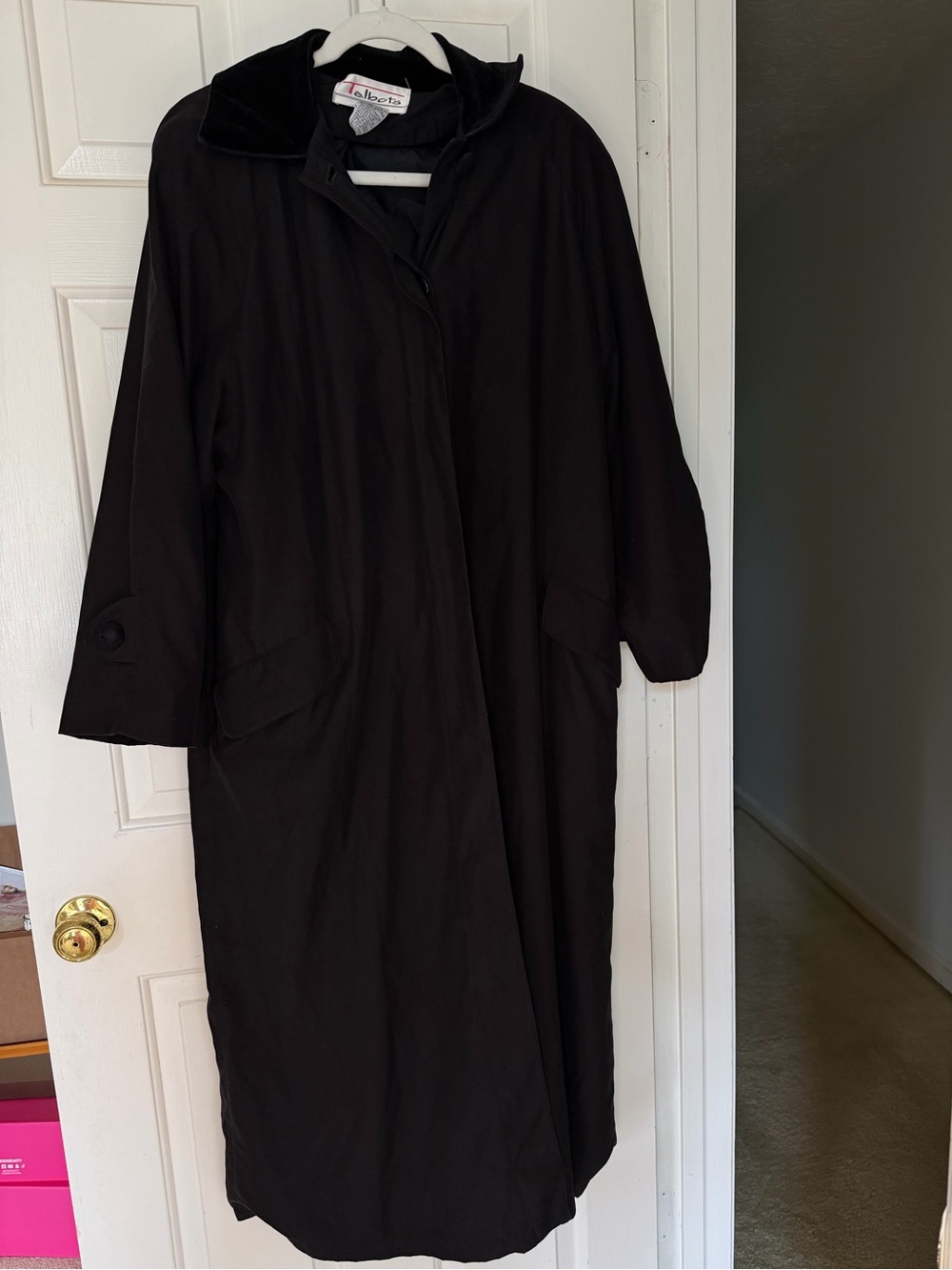 Talbots Black Long Hooded Coat Dress